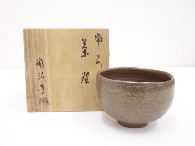 JAPANESE TEA CEREMONY BIZEN WARE TEA BOWL BY TOKO KANESHIGE / CHAWAN 